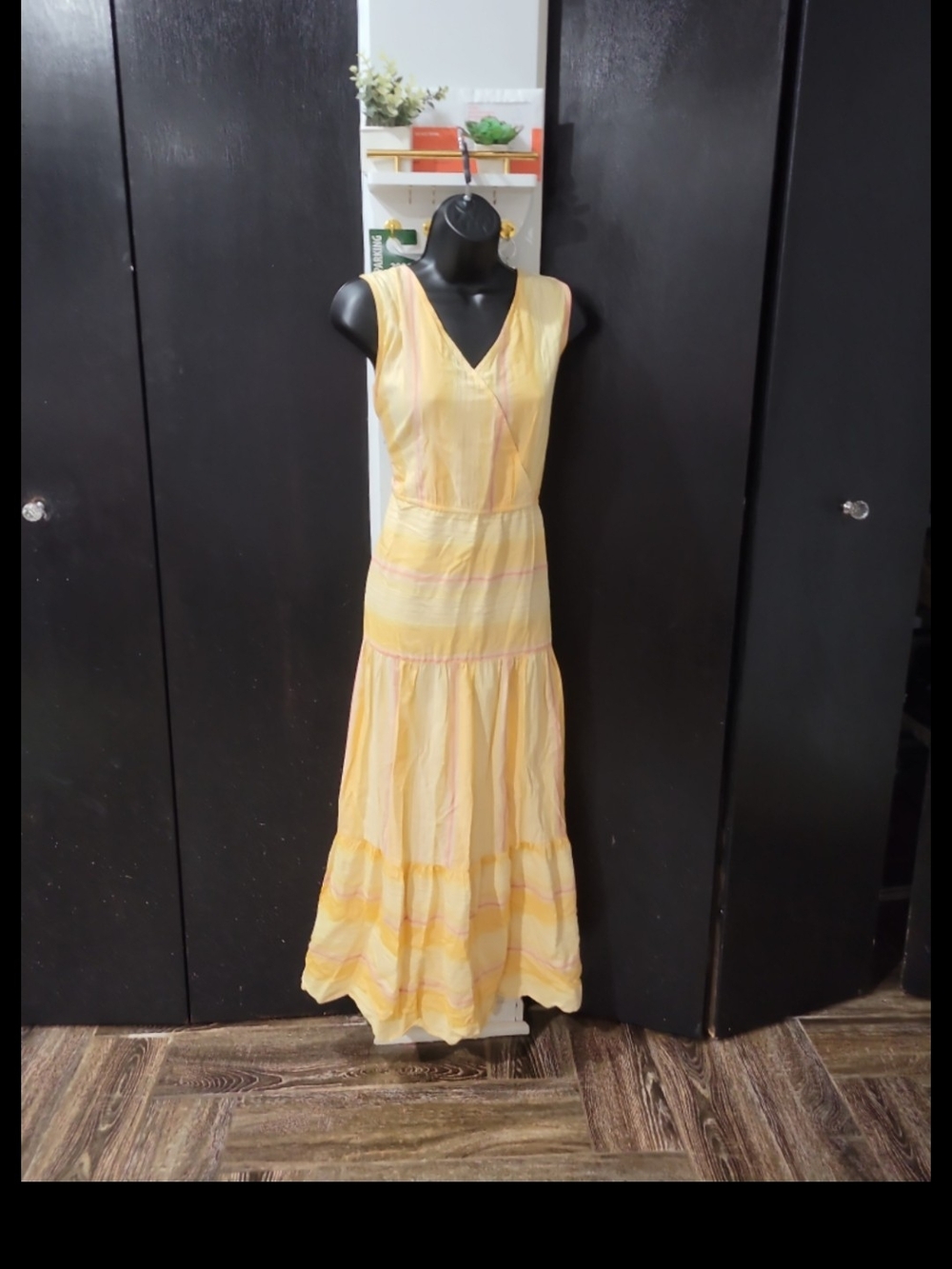 Sleeveless V-Neck Yellow Tiered Maxi Dress